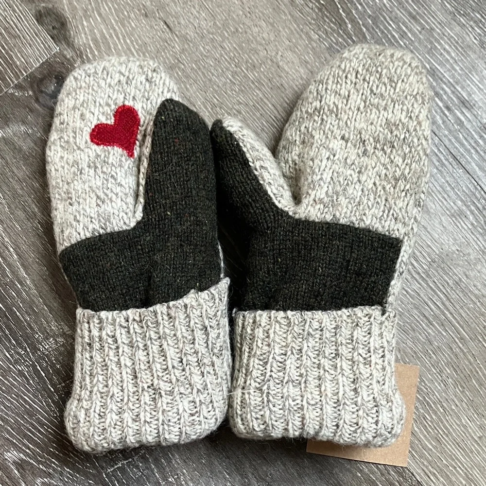embroidered wool mittens